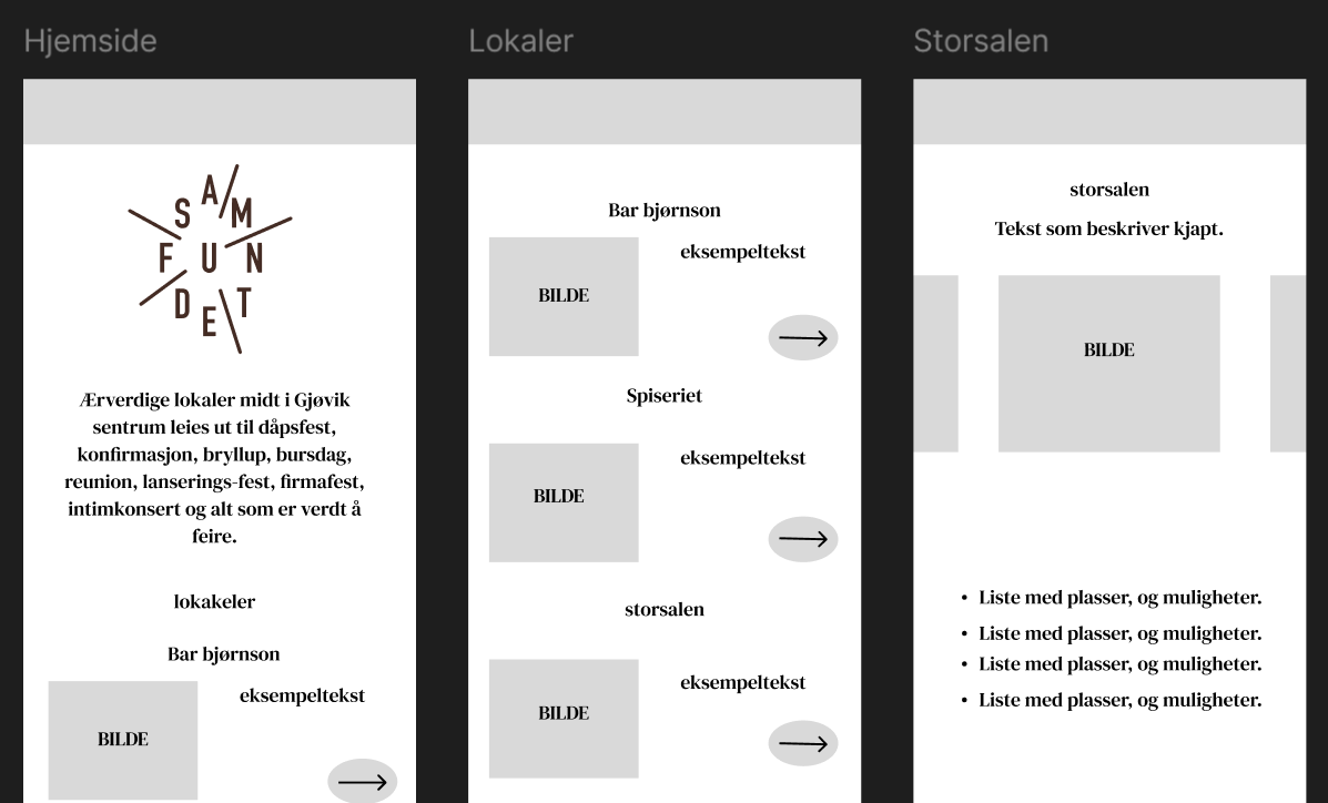 Lofi prototype for Samfundet Gjøvik