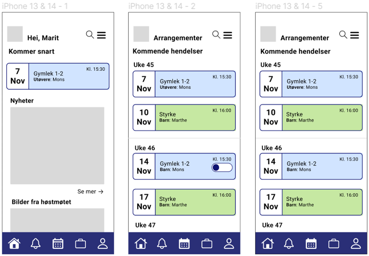 Lofi prototype for VTF app